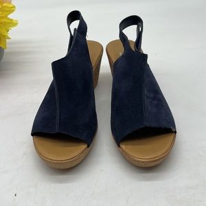 Mila Paoli Blue Wedge Sandals Sz 8. MCW2606B